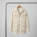 Edrin Striped Over Shirt | Belted Four-Pocket Safari Shirt Jacket