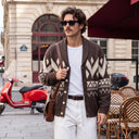 Harlan Knit Cardigan | Vintage Geometric Shawl-Collar Sweater