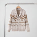 Harlan Knit Cardigan | Vintage Geometric Shawl-Collar Sweater