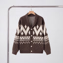 Harlan Knit Cardigan | Vintage Geometric Shawl-Collar Sweater