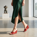 Odera Leather Wedge Slide | Square Toe Open Toe Sandal