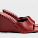 Odera Leather Wedge Slide | Square Toe Open Toe Sandal
