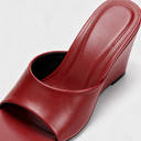 Odera Leather Wedge Slide | Square Toe Open Toe Sandal