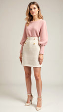 Ella | Tailored Black Mini Skirt with High Waist and Decorative Buttons 0