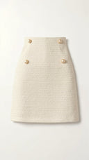 Ella | Tailored Black Mini Skirt with High Waist and Decorative Buttons 2