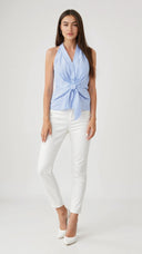 Ethan | Lightweight Striped Halter Top with V-Neck Design 0