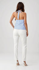 Ethan | Lightweight Striped Halter Top with V-Neck Design 2