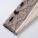 Evara Cable Knit Sweater | Contrast Panel Embroidered Crew-Neck Pullover
