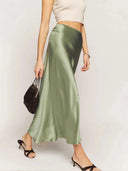 Evelyn Satin Midi Skirt Lightweight 1