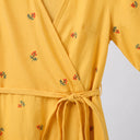 Verena | Wrap V-Neck Tie Waist A-Line Midi Dress with Puff Sleeves
