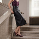 Nessa Mule Heels | Burgundy Croc-Embossed Open-Toe Stiletto