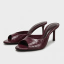 Nessa Mule Heels | Burgundy Croc-Embossed Open-Toe Stiletto
