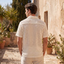 Fleur Knit Shirt | Floral Embroidered Open-Knit Short Sleeve Shirt