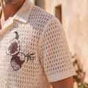 Fleur Knit Shirt | Floral Embroidered Open-Knit Short Sleeve Shirt