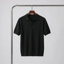 Alden Knit Polo | Textured Short Sleeve Open-Collar Polo Shirt