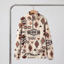 Durin Sherpa Pullover | Retro Geometric Half-Zip Fleece Jacket