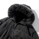 Hunter Fur-Lined Hooded Cargo Jacket with Faux-Fur Trim and Ribbed Cuffs