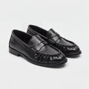 Conan Leather Penny Loafers | Gathered Moc-Toe in Glossy or Suede