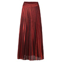 Winnie High Waist Metallic Pleated Midi Skirt with Flowy A-Line Silhouette