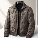 Halden Down Quilted Bomber Jacket featuring Diamond Puffer Shell and Knit Trim