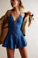 Harlow Soft-Washed Denim Romper Summer 8