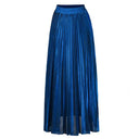 Winnie High Waist Metallic Pleated Midi Skirt with Flowy A-Line Silhouette