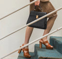 Kira Leather Platform Sandals Peep-Toe 4