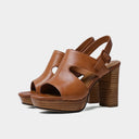 Kira Leather Platform Sandals Peep-Toe 5