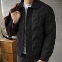 Lander Studio Quilted Puffer Jacket with Snap Button and Textured Knit Trim