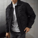 Lander Studio Quilted Puffer Jacket with Snap Button and Textured Knit Trim