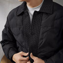 Lander Studio Quilted Puffer Jacket with Snap Button and Textured Knit Trim