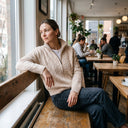 Cashmere Zip Cardigan | Cable-Knit High Collar Sweater