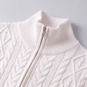 Cashmere Zip Cardigan | Cable-Knit High Collar Sweater