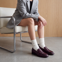 Marie Patent Leather Loafers | Pleated Round-Toe Penny Loafers