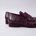 Marie Patent Leather Loafers | Pleated Round-Toe Penny Loafers
