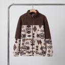 Arroyo | Retro Geometric Colorblock Zip-Up Fleece Jacket