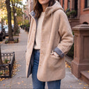 Marissa Fleece Coat | Relaxed Hooded Button-Front Jacket
