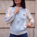 Varsity Knit Cardigan | Contrast-Sleeve Zip-Up Sweater Jacket