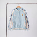 Varsity Knit Cardigan | Contrast-Sleeve Zip-Up Sweater Jacket