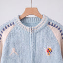Varsity Knit Cardigan | Contrast-Sleeve Zip-Up Sweater Jacket