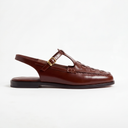 Milan Woven Leather Slingback Sandals | T-Bar Strap and Flat Heel