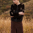 Millie Faux Fur Jacket | Embellished Jewel Floral Zip-Up Winter Coat