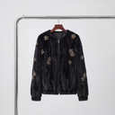 Millie Faux Fur Jacket | Embellished Jewel Floral Zip-Up Winter Coat