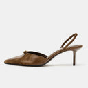 Mira Buckle Pointed Toe Slingback Heels 1