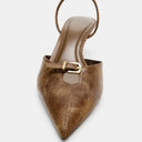 Mira Buckle Pointed Toe Slingback Heels 2