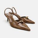 Mira Buckle Pointed Toe Slingback Heels 4