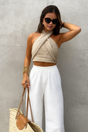 Mira Crisscross Cotton-Linen Crop Top Summer 0