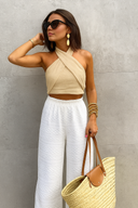 Mira Crisscross Cotton-Linen Crop Top Summer 3