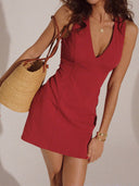 Mira Linen Blend V-Neck Dress Summer 0