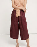 Mira Linen Wide Leg Pants Cropped 1